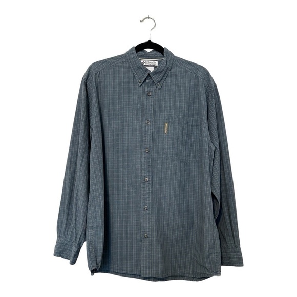 Columbia Long Sleeve Button Down Blue Check Shirt - Size Large - Picture 1 of 9